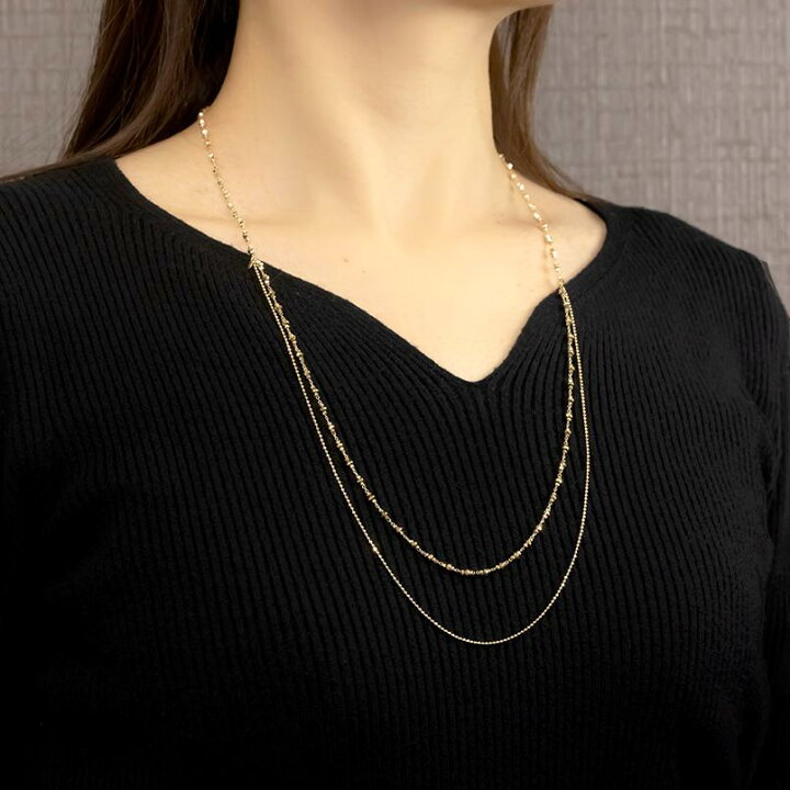 楽天市場】18金 ネックレス チェーンのみ 70cm ロングネックレス  