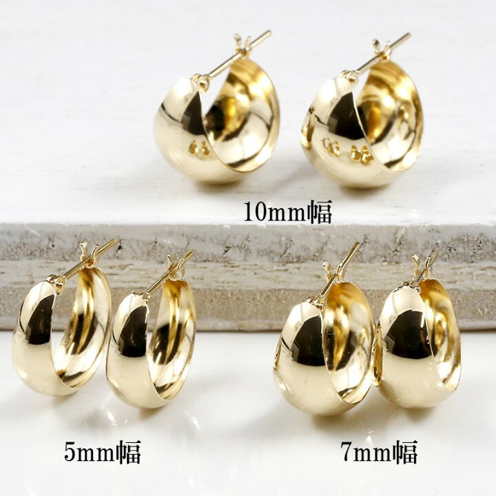 楽天市場】ピアス レディース フープピアス リング ゴールド 月甲 10k 