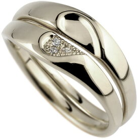 ペアリング カップル 2個セット 結婚指輪 マリッジリング ハート キュービックジルコニア ミル打ち シルバー ストレート プレゼント 女性 人気 ウェディング 結婚式 記念日 誕生日 普段使い 2本セット シンプル