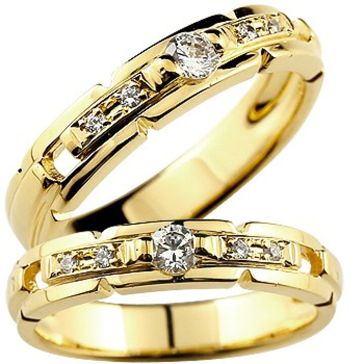 楽天市場】結婚指輪 イエローゴールドk18 ペアリング ゴールド 