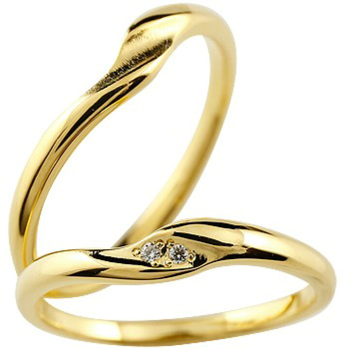 ペアリング カップル 結婚指輪 ゴールド マリッジリング ダイヤモンド イエローゴールドk10 シンプル つや消し 10金 ダイヤ  メンズとレディース 人気 2個セット プレゼント 結婚式 記念日 誕生日 ジュエリー工房アトラス