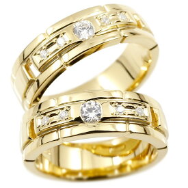 ペアリング ゴールド 2個セット イエローゴールドk10 ダイヤモンド エンゲージリング ダイヤ 指輪 幅広 太め ピンキーリング マリッジリング 婚約指輪 10金 宝石 ウェディング 結婚式 記念日 誕生日 ファッションリング 大人 プレゼント ギフト 人気 2本セット シンプル