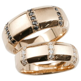 ペアリング ゴールド 2個セット 結婚指輪 メンズ ピンクゴールドk10 ダイヤモンド ブラックダイヤモンド 指輪 幅広 太め つや消し 10金 ダイヤ マリッジリング リング ウェディング 結婚式 記念日 誕生日 2本セット 人気 2本セット シンプル