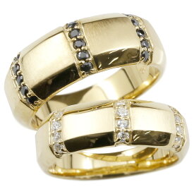 ペアリング ゴールド 2個セット 結婚指輪 メンズ イエローゴールドk10 ダイヤモンド ブラックダイヤモンド 指輪 幅広 太め つや消し 10金 ダイヤ マリッジリング リング ウェディング 結婚式 記念日 誕生日 人気 2本セット シンプル