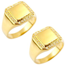 ペアリング ゴールド 2個セット 18金 リング 結婚指輪 マリッジリング メンズ ダイヤモンド 印台 シグネットリング 指輪 イエローゴールドk18 男性 リング ダイヤ トラスト プレゼント 女性 人気 ウェディング 18k 結婚式 2本セット シンプル
