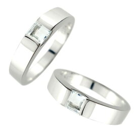 【10%OFF セール】ペアリング カップル 18金 結婚指輪 マリッジリング アクアマリン 幅広 太め 指輪 ホワイトゴールドk18 男性 リング 3月誕生石 トラスト プレゼント 女性 ユニセックス 男女兼用 2個セット 18k 人気