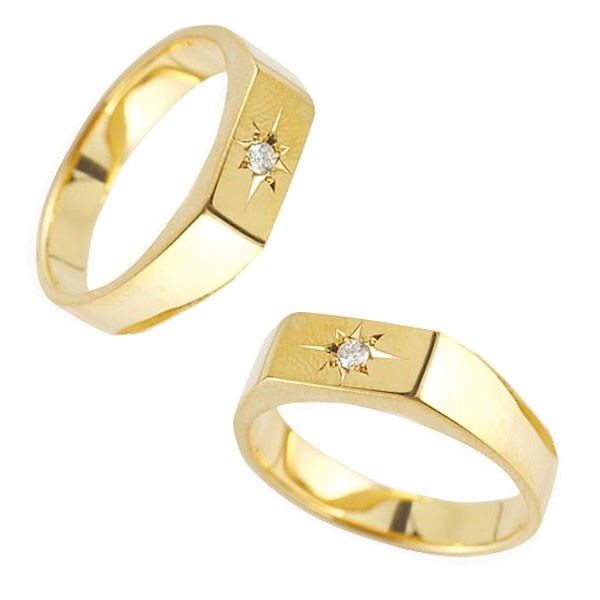 ペアリング ゴールド 2個セット 18金 リング 結婚指輪 マリッジリング メンズ ダイヤモンド 印台 シグネットリング 指輪 イエローゴールドk18  男性 リング ダイヤリング トラスト 女性 ウェディング 18k 結婚式 人気 | ジュエリー工房アトラス