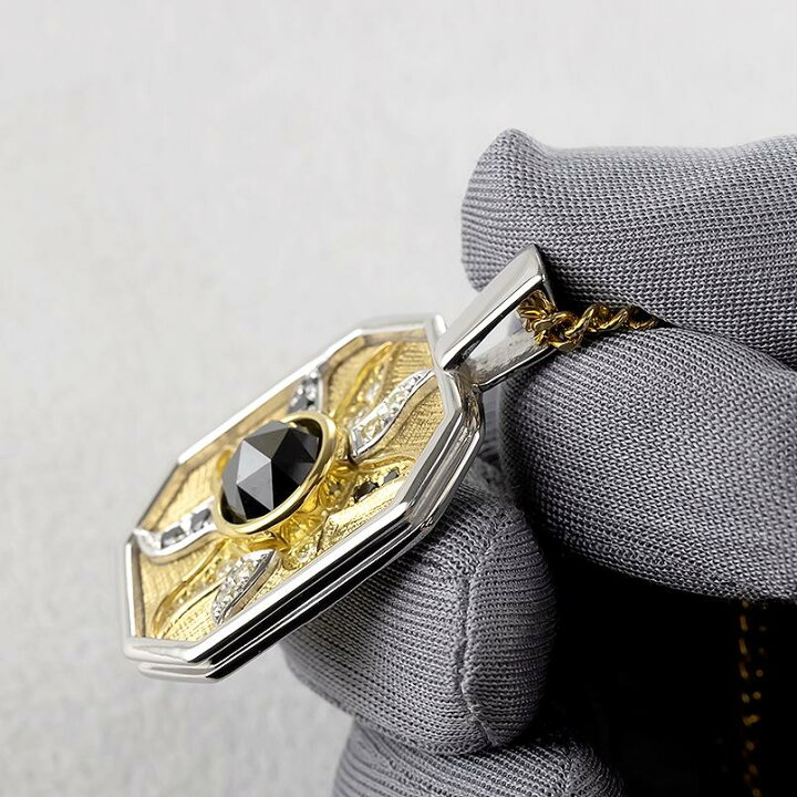 楽天市場】18金 ペンダントトップ メンズ ブラックダイヤモンド 4ct 