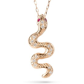 18金 ネックレス ルビー ダイヤモンド ヘビ ペンダント 18k ゴールド ピンクゴールドk18 蛇 スネーク アミュレット 個性的 人気 ユニセックス 男女兼用