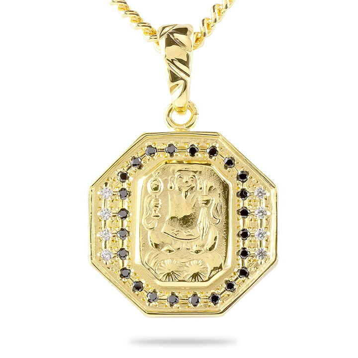 楽天市場 ポイント5倍sale メンズ 18金 ネックレス トップ 喜平用 ブラックダイヤモンド ダイヤモンド 大黒天 オクタゴン ペンダント イエローゴールドk18 喜平 男性用 送料無料 18k ジュエリー工房アトラス