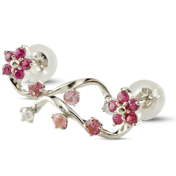 11月1日1000円offクーポン 18金ピアス 揺れる ルビー ピアス フラワー 花 ロングピアス レディース ホワイトゴールドk18 7月誕生石 ピアス揺れる 天然石 チェーン タッセル フリンジ の 送料無料 人気 的详细信息 日本商品代购 From Japan