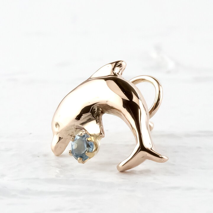 楽天市場】ピアス 10k 片耳ピアス イルカ ブルートパーズ キャッチの 