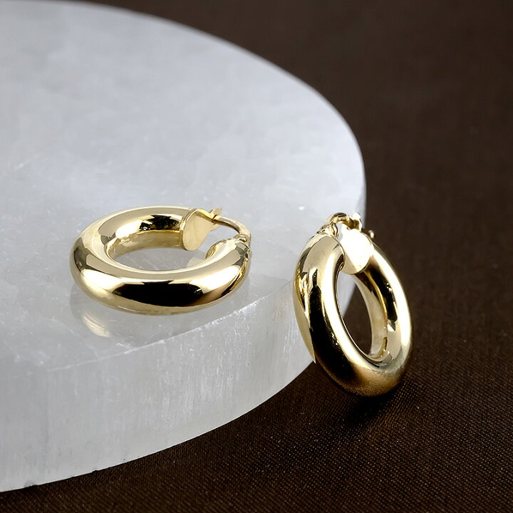 楽天市場】18金 フープ ピアス 18k 片耳ピアス メンズ 中空 パイプ 