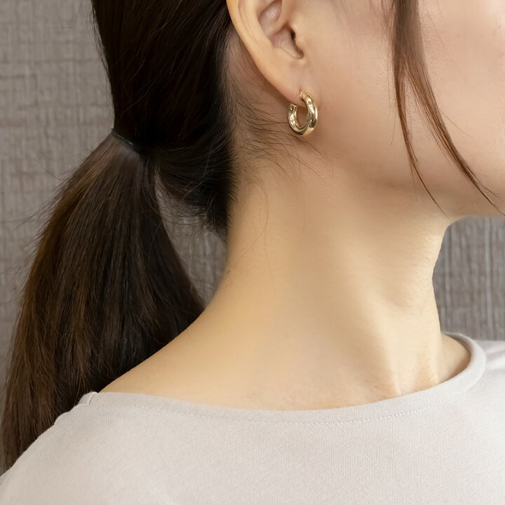 楽天市場】18金 フープ ピアス 18k 片耳ピアス メンズ 中空 パイプ  