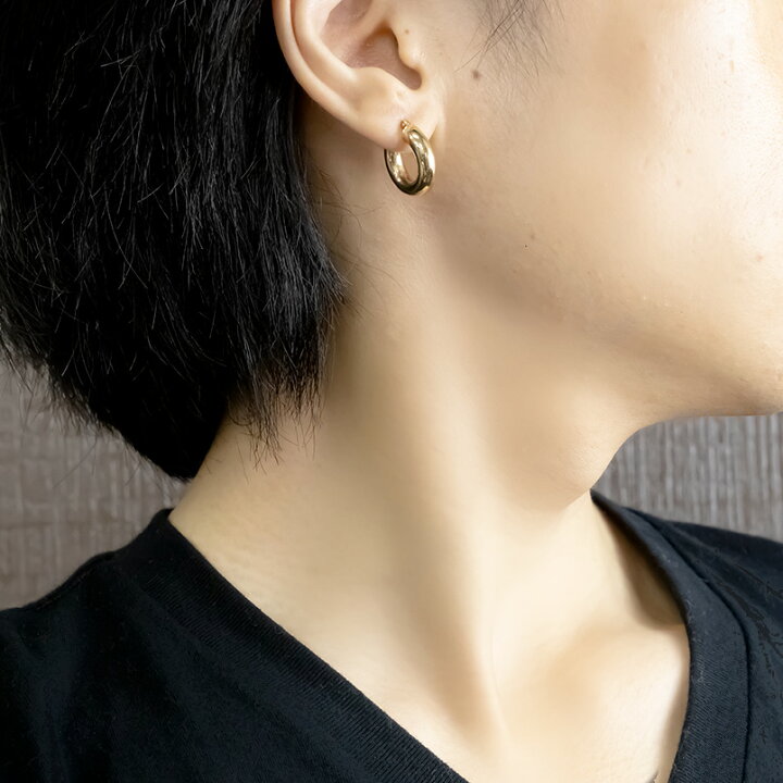 楽天市場】18金 フープ ピアス 18k 片耳ピアス メンズ 中空 パイプ  