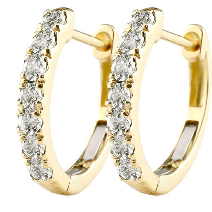 楽天市場】フープピアス 18k 18金 ピアス 天然ダイヤモンド フープ 