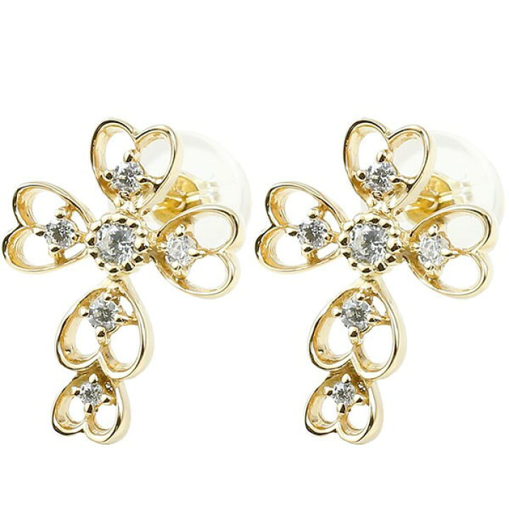 楽天市場】18金 ピアス 18k レディース ハート ダイヤ ダイヤモンド 