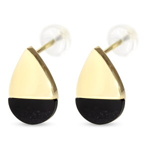 メンズピアス 18金 両耳 オニキス ティアドロップ ゴールド イエローゴールド K18 18k スタッドピアス 男性 シンプル 雫 涙型 人気 【最短発送】