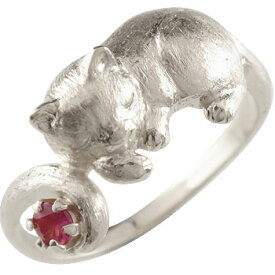ルビー リング 猫 指輪 シンプル シルバー ピンキーリング 7月誕生石 ストレート 人気 プレゼント ギフト ファッションリング ジュエリー 記念日 大人 おしゃれ 普段使い