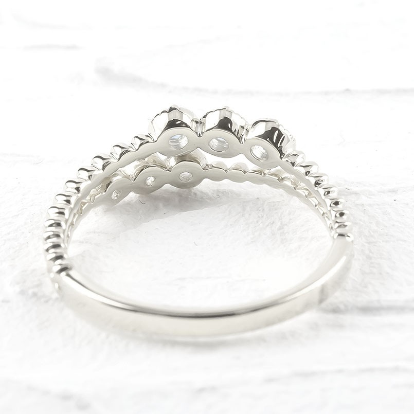 リング ゴールド 婚約指輪 レディース キュービックジルコニア ブルートパーズ 2連 指輪 ホワイトゴールドk10 エンゲージリング ピンキーリング  送料無料 人気 11月 | ジュエリー工房アトラス