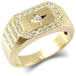 18金 ゴールド リング メンズ 幅広 太め 指輪 k18 ダイヤ ダイヤモンド イエローゴールドk18 18k ジュエリー つや消し 印台 シグネットリング 裏張り 男性 シンプル ファッションリング スタンダ