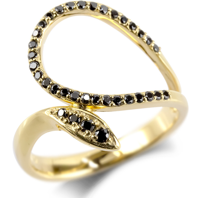 10金 ゴールド リング ゴールド メンズ ブラックダイヤモンド 指輪 蛇 スネーク イエローゴールドk10 ピンキーリングヘビ 人気 男性用 シンプル ファッションリング 普段使い