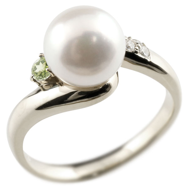 90％以上節約 パールリング 真珠 フォーマル ペリドット プラチナ900 リング ダイヤモンド ピンキーリング ダイヤ 指輪 宝石 送料無料 人気 プレゼント ギフト シンプル おしゃれ