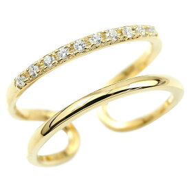 婚約指輪 エンゲージリング 18金 リング フリーサイズ プロポーズリング 指輪 ダイヤモンド ダイヤ イエローゴールドk18 エンゲージリング2連リング フリスタ 女性 人気 18k プロポーズ 結婚式準備 ファッションリング 大人 プレゼント ギフト