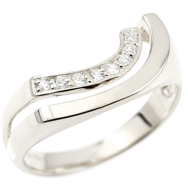 婚約指輪 ダイヤモンドリング プラチナ エンゲージリング ピンキーリング リング 指輪 ウェーブリング pt900 レディース 緩やかなV字 人気 プレゼント ギフト シンプル ファッションリング ジュエリー 記念日 大人 おしゃれ 普段使い