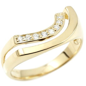 10金 リング 婚約指輪 ダイヤモンドリング イエローゴールドk10 指輪 シンプル エンゲージリング ピンキーリング ウェーブリング 10kレディース 緩やかなV字 人気 プレゼントギフト ファッションリング ジュエリー 記念日 大人 おしゃれ