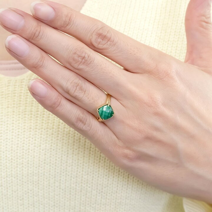 楽天市場】18金 リング マラカイト ゴールド 指輪 18k イエロー 