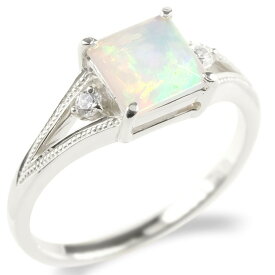 シルバー リング エチオピアオパール ダイヤモンド 指輪 sv925 ミル打ち 婚約指輪 エンゲージリング ピンキーリング 男女兼用 10月誕生石 人気
