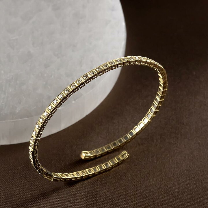 楽天市場】18金 バングル 18k ダイヤモンド ゴールド ブレスレット 