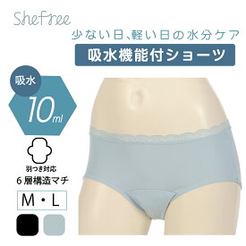 吸水機能付ショーツ 吸水ショーツ パンティライナーショーツ シーフリー 吸水量10ml 吸水機能付ショーツ 87506AS アツギ レディース インナー ショーツ 吸水パンツ サニタリー パンティライナー サラッフィー 吸水ショーツ 昼用