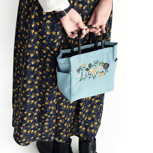 アツコマタノ 刺繍マチ付トート <おひるね(BU)> ギフト 日本製 Atsuko Matano ねこ 花柄 カラフル 可愛い サブバッグ お洒落 個性的 ナイロン ハンドバッグ またのあつこ