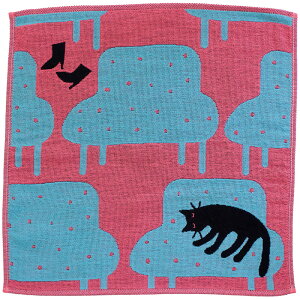 アツコマタノ お昼寝 3重ガーゼハンカチ 日本製 今治タオル Atsuko Matano カラフル 個性的 ギフト 黒猫 ねこ 北欧風 おしゃれ またのあつこ