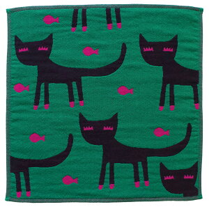 アツコマタノ <まつげ猫> 3重ガーゼハンカチ 日本製 今治タオル Atsuko Matano ギフト カラフル 個性的 黒猫 北欧風 おしゃれ またのあつこ