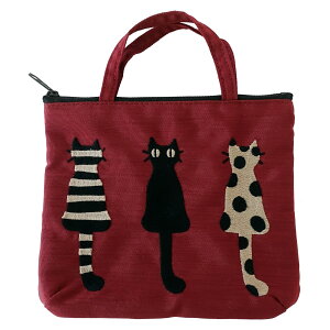 アツコマタノ <仲良し猫 刺繍ポーチ> ギフト 日本製 Atsuko Matano プレゼント メイクポーチ 化粧 ポーチ 贈り物 可愛い テキスタイル お洒落 ナイロン 黒猫 北欧風 おしゃれ 小さめ 仲良し猫