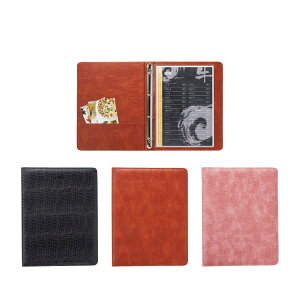 洋風メニューブック A4・金属4穴・4ページ バインダータイプ CLB-511 バインダーメニューブック(クロコ柄) えいむ(Aim)