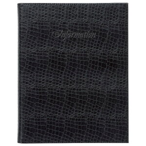 インフォメーション ブラック A4・本体のみ 内蔵型4穴ビス 左サイドポケット Information型押し CIF-301K レザータッチビスインフォメーション(クロコ柄)