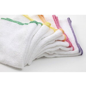 平地付カラー耳 白タオル 5色アソート 600g/打 360枚 SMJ160A(160匁) ※沖縄・離島 送料別途【業務用 ホテル 旅館 アメニティ】