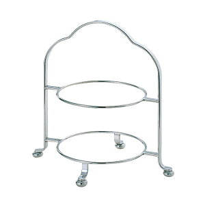 ケーキスタンド SW18-8 2段ハイティースタンド 小 14460200 ステンレス 2段タイプ【本格的/パーティースタンド/アフタヌーンティー/ティーパーティー/ビュッフェ/ケーキ台/ハイティースタン