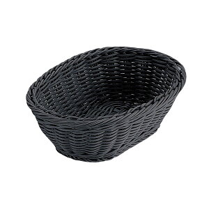 PPラタン 小判型バスケット 24型 ブラック OV-133-BK 01013324【籠 カゴ 食器洗浄機対応 衛生的 カフェ レストラン ホテル 調理器具 プロ仕様 オシャレ】