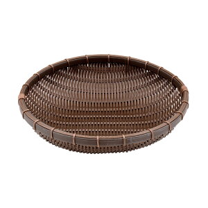 PPラタン 丸型 深ざる 濃茶 40型 RB-400-DB 010DRB40 直径400xH80mm【竹風 籠 カゴ 食器洗浄機対応 衛生的 和カフェ 天ぷら 和菓子 和食 調理器具 プロ仕様 生鮮・鮮魚・青果・精肉にも!】