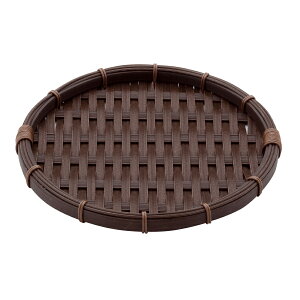 PPラタン 丸型 浅ざる 濃茶 21型 RT-210-DB 010DRT21 直径210xH20mm【竹風 籠 カゴ 食器洗浄機対応 衛生的 和カフェ 天ぷら 和菓子 和食 調理器具 プロ仕様 生鮮・鮮魚・青果・精肉にも!】