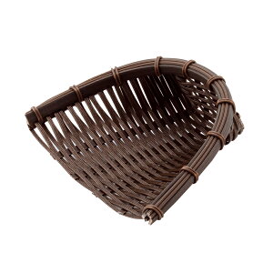 PPラタン 箕(み) 濃茶 15型 DP-150-DB 010DDP15 150x130xH53mm【竹風 籠 カゴ 食器洗浄機対応 衛生的 和カフェ 天ぷら 和菓子 和食 調理器具 プロ仕様 生鮮・鮮魚・青果・精肉にも!】