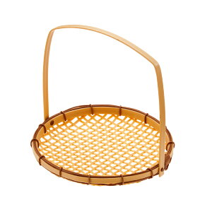 PPラタン 手付ざる 21型 TZ-210-BB 010BTZ21 直径210xH25mm(ハンドル含:H185mm)【竹風 籠 カゴ 食器洗浄機対応 衛生的 和カフェ 天ぷら 和菓子 和食 調理器具 プロ仕様 生鮮・鮮魚・青果・精肉にも