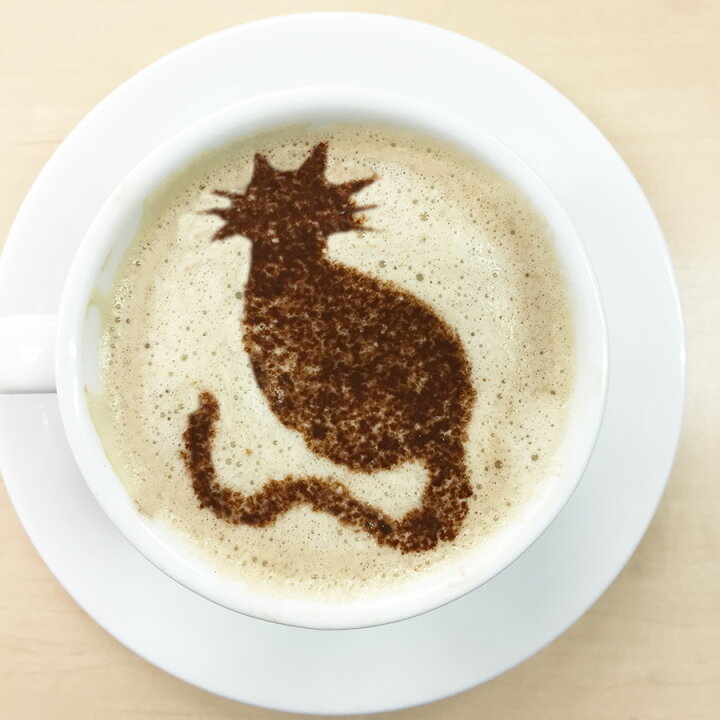 楽天市場 カフェアートステンシル ねこ 猫 キャット Cat 猫カフェにおすすめ Las 0006 ラテ アート デザインカプチーノ Atta楽天市場店