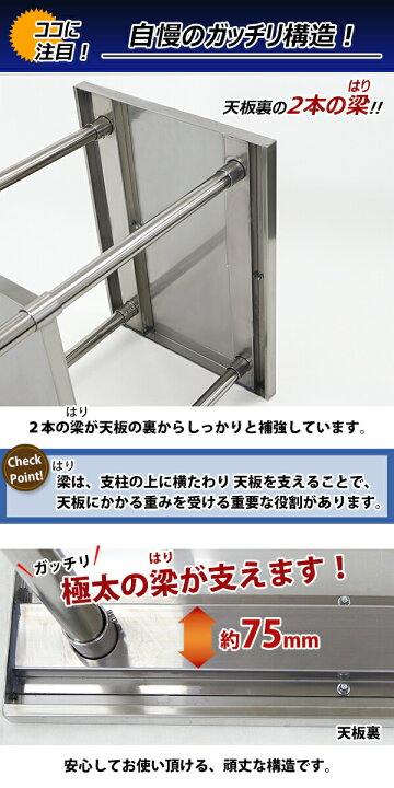 楽天市場】送料無料 オールステンレス作業台 2段 耐荷重約160kg 約幅 