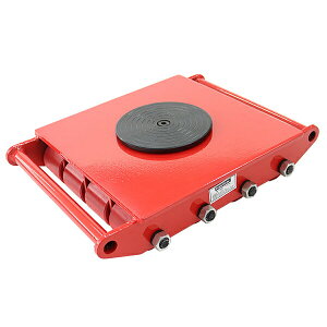 送料無料 マシンローラー 耐荷重約24t ポリウレタン製ホイール 1台 単品 360° ターンテーブル 回転台 運搬ローラー 運搬マシンローラー 重量物 低床 ポーター 赤 コロ車 ウレタンローラー 搬